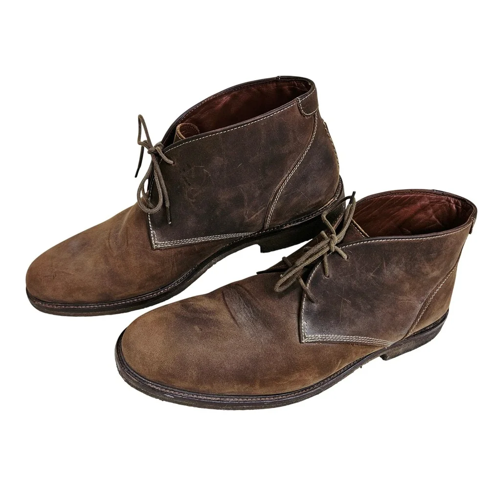 Johnston & Murphy Copeland Brown Oiled Leather Chukka Desert Boots 13M Rugged